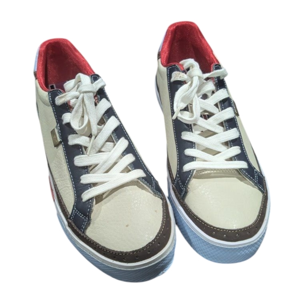 Phat Farm Leather Color Block Sneakersylish Cream and Brown Men's Sneakers